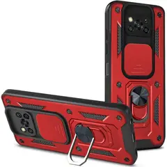 GENERICO - Funda Case Protector Slider Compatible Xiaomi Poco X3 Y X3 Pro Rojo
