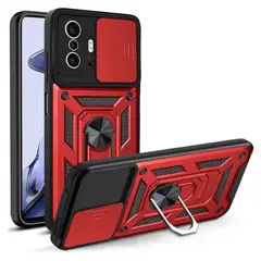 GENERICO - Funda Case Protector Slider Compatible Xiaomi 11T Y 11T Pro Rojo