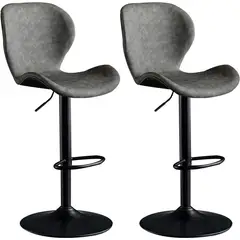 MOBLIHOUSE - Set X2 Silla Bar Bursa Con Altura Ajustable Color Gris