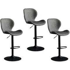 MOBLIHOUSE - Set X3 Silla Bar Bursa Con Altura Ajustable Color Gris