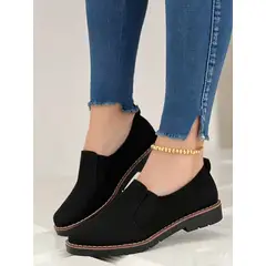 GENERICO - Mocasin Mujer Animal Print Tipo Bolichero Dama Comodo Cosido-Negro
