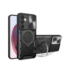 GENERICO - Funda Protección Cámara Con Soporte Compatible Samsung A15 Negro