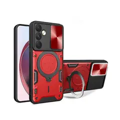 GENERICO - Funda Protección Cámara Con Soporte Compatible Samsung A15 Rojo