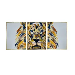 GENERICO - CUADRO LEON GRANDE TRIPTICO 210X100cm