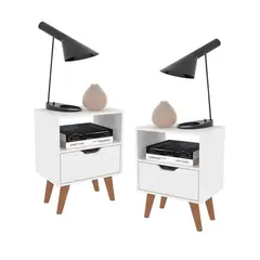 MUEBLES 2020 - Combo 2 mesas de noche Essen Blanco
