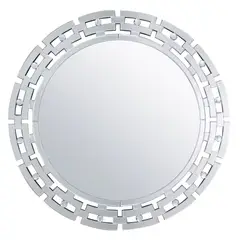 ICONICA HOME GALLERY - Espejo Circular Decorativo Enmarcado En Madera Con Cristal Biselado