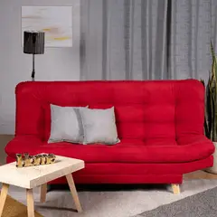 GENERICO - Sofá Cama Valencia Rojo 3 PTOS + Cojines