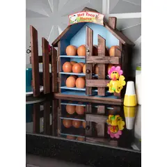 INCO - Huevera Organizador en Madera tipo Casa X 30 Unidades 01 Azul