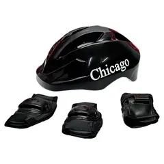 GENERICO - Casco + Kit Protección Patinaje Niña Niño Negro Economico