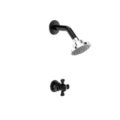 GRIVAL - Ducha Balta sencilla cruceta pro con regadera Dalia negro