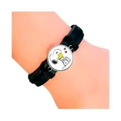 DAYOSHOP - Pulsera Cuero Cristal Snopy Unisex + Estuche_.