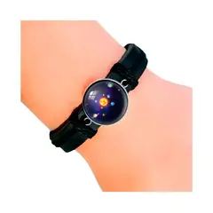 DAYOSHOP - Pulsera Cuero Cristal Sistema Solar Cosmos Unisex + Estuche_.