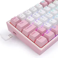 REDRAGON - Teclado Bluetooth Fizz Pro K616-rgb Mecánico Blanco-Rosa