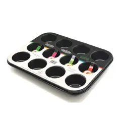 PRESS - Molde para Ponqué Cupcake de 12 Und. 35x26.5x3 cm 77104 - Gris