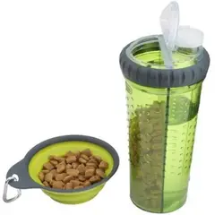 GENERICO - Vaso Portatil Agua Mascota Plato Plegable 2 En 1 Color Verde