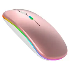 GENERICO - Mouse ratón recargable inalámbrico y bluetooth 5.2 y 2.4 GHz Rgb Rosa