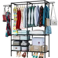 GENERICO - Perchero Organizador Ropa Zapatos Armario 2 Cuerpos Estante Metalico