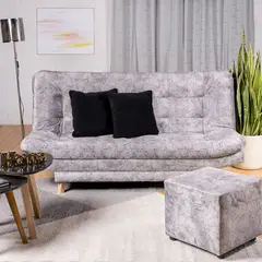 ARMONIA HOME - Sofá Cama Valencia Marmol Plata 3 PTOS + Puff