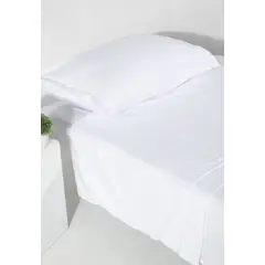 GENERICO - Juego de Sábanas Sencillo Blanco Rayas Polialgodón 180 Hilos INCO SRBS