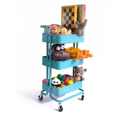 INDUHOGAR - Carro auxiliar organizador multifuncional metalico turquesa