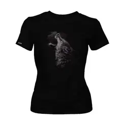 CREACIONES NU CROWN - Camiseta Dama Lobo canino fuego art animales mujer Original Nu Crown
