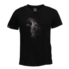 CREACIONES NU CROWN - Camiseta Lobo canino fuego art animales Hombre Color Negro