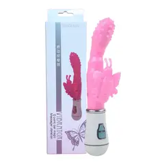 GENERICO - Vibrador Recargable Consolador Doble Estimulación Rosado
