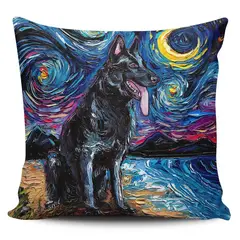 TAYRONA STORE - Funda Cojin Sin Relleno Noche Estrellada Perro Black German Shepherd