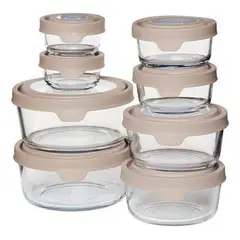 GENERICO - Recipiente De Vidrio Refractaria De Comida x 16 Piezas Tapa Hermética