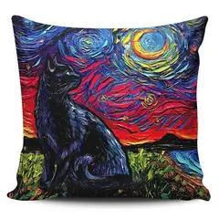 TAYRONA STORE - Funda Cojin Sin Relleno Noche Estrellada Gatos 236