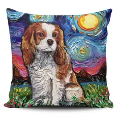 TAYRONA STORE - Funda Cojin Sin Relleno Noche Estrellada Perro Cavalier King Night