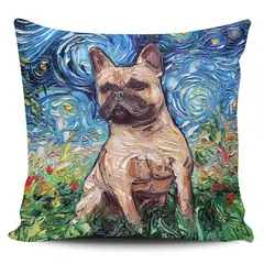 TAYRONA STORE - Funda Cojin Sin Relleno Noche Estrellada Perro Fawn French Pug