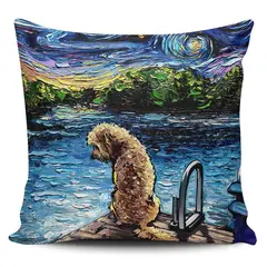 TAYRONA STORE - Funda Cojin Sin Relleno Noche Estrellada Perro Golden Doodle Night 3