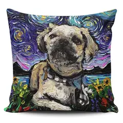 TAYRONA STORE - Funda Cojin Sin Relleno Noche Estrellada Perro Shih Tzu And Sunflowers