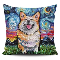 TAYRONA STORE - Funda Cojin Sin Relleno Noche Estrellada Perro Smiling Corgi