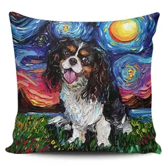 TAYRONA STORE - Funda Cojin Sin Relleno Noche Estrellada Perro Tri Cavalier King Spaniel