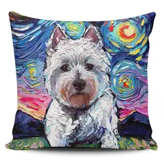TAYRONA STORE - Funda Cojin Sin Relleno Noche Estrellada Perro Westie And Flowers