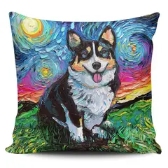 TAYRONA STORE - Funda Cojin Sin Relleno Noche Estrellada Perro Tricolor Corgi
