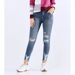 DEREK - Jean Skinny Para Mujer Con Proceso Y Rotos