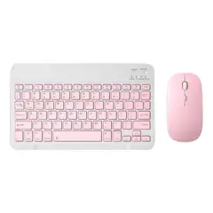 GENERICO - Kit Teclado Bluetooth y Mouse Inalámbrico Recargable Color Pastel Rosado