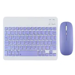 GENERICO - Kit Teclado Bluetooth y Mouse Inalámbrico Recargable Color Pastel Lila