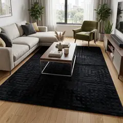 AMERICO SHOP - Tapete Decorativo Moderno 150x200 cm Diseño Negro Turco