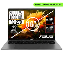 ASUS - Portátil AMD RYZEN 9 270 SSD 2TB RAM 16GB 16" FHD