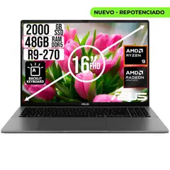ASUS - PORTATIL AMD RYZEN 9 270 SSD 2TB RAM 48GB LED 16 FULL HD