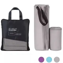 ONE PIXEL - Toalla Microfibra Set De 2 (120x60 +80x30) + Estuche