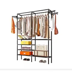 GENERICO - Organizador De Ropa Y Zapatos Estante Metálico Con Perchero