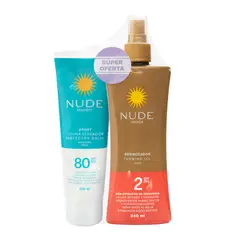 NUDE - Promoción Protector Solar Sensación Liviana Spf80 120 Ml + Bronceador Spf2 240 Ml