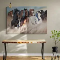TAYRONA STORE - Cuadro En Lienzo Para Comedor Caballos 148 150x100cm