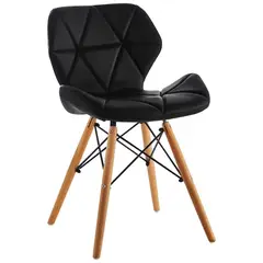 GENERICO - SILLA GONGGA ALCOLCHONADA NEGRO CUERINA PATAS MADERA