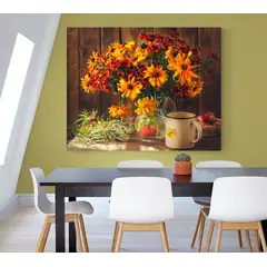 TAYRONA STORE - Cuadro En Lienzo Para Comedor Bodegon Flores 198 100x80cm